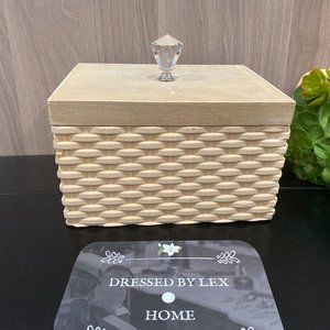 NWT HTF Wooden Decorative Storage box Crystal Knob